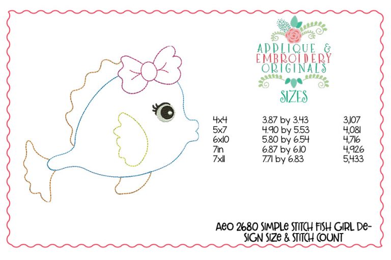 2680 Fish Girl Simple Stitch Applique Design - Image 5