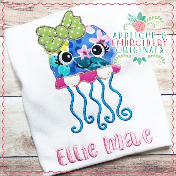2682 Jellyfish Girl Simple Stitch Applique Design - Image 2