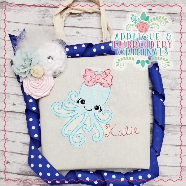2684 Octopus Girl Simple Stitch Applique Design - Image 2