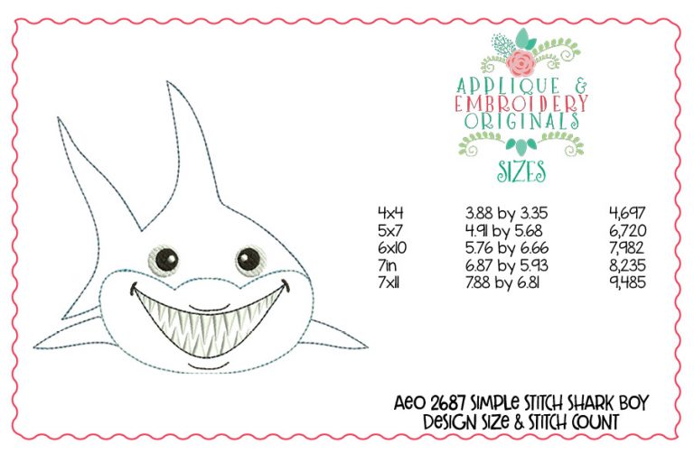 2687 Shark Boy Simple Stitch Applique Design - Image 3