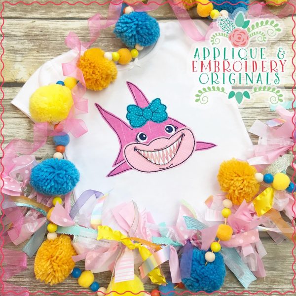 2688 Shark Girl Simple Stitch Applique Design - Image 2