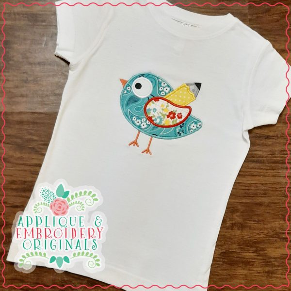 2689 Bird with Pencil All-In-One Applique Design - Image 4