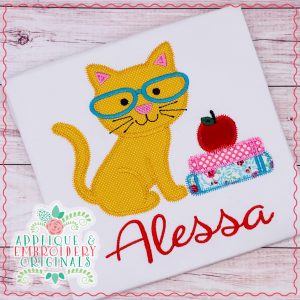 2694 Kitty with Books All-In-One Applique Design