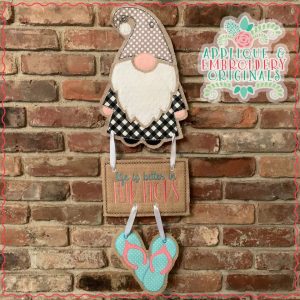 2695 Flip Flops & Plaque Interchangeable for Gnome In-The-Hoop Design