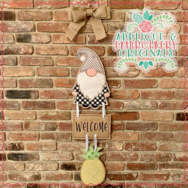 2696 Pineapple & Plaque Interchangeable for Gnome In-The-Hoop Design - Image 2