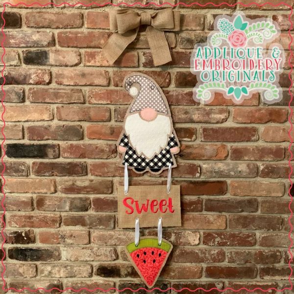 2697 Watermelon & Plaque Interchangeable for Gnome In-The-Hoop Design - Image 2