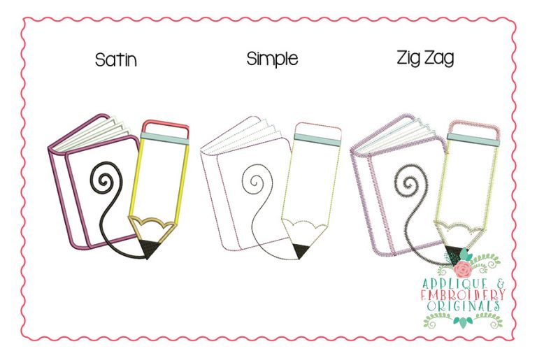 2690 Book wit Pencil All-In-One Applique Design - Image 2