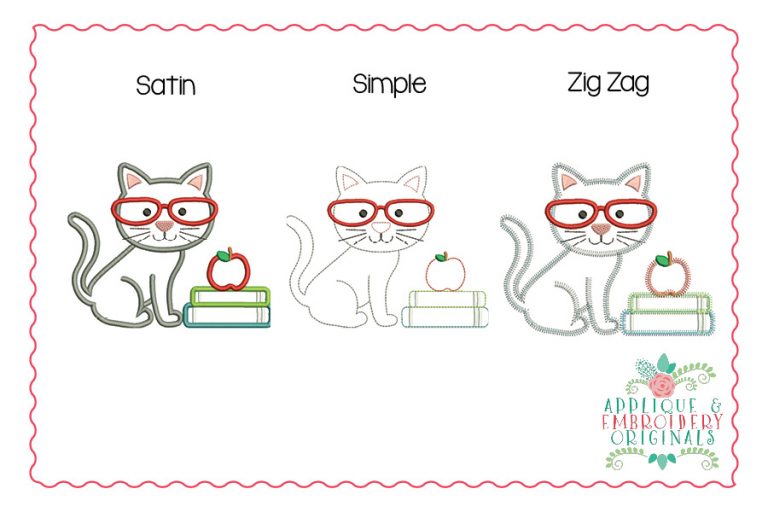 2694 Kitty with Books All-In-One Applique Design - Image 2