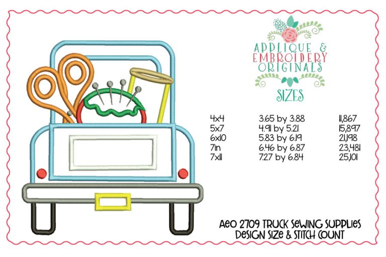 2709 Truck Sewing Supplies Applique Design - Image 2