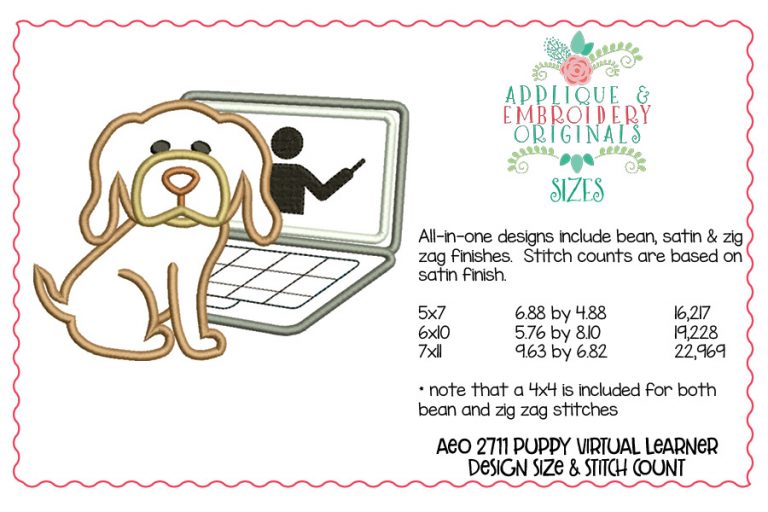 2711 Puppy Virtual Learner All-In-One Applique Design - Image 2