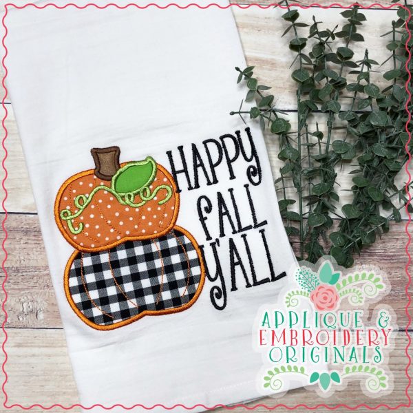 2714 Happy Fall Y'all Pumpkin Applique Design - Image 2