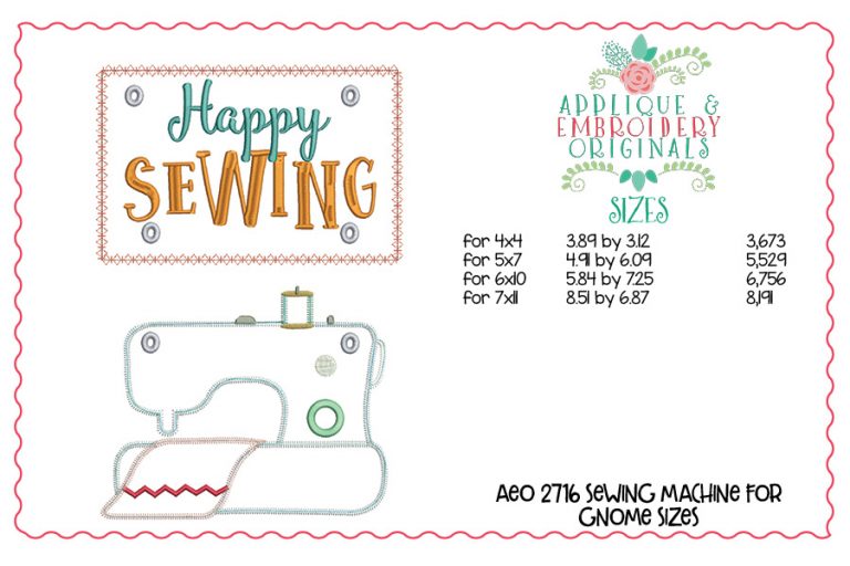 2716 Sewing Machine & Plaque Interchangeable for Gnome In-The-Hoop Design - Image 4