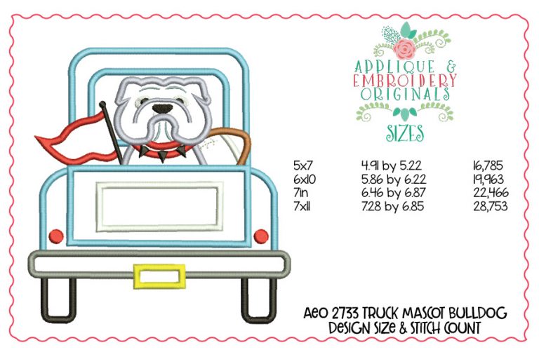 2833 Truck Mascot Bulldog Applique Design - Image 2