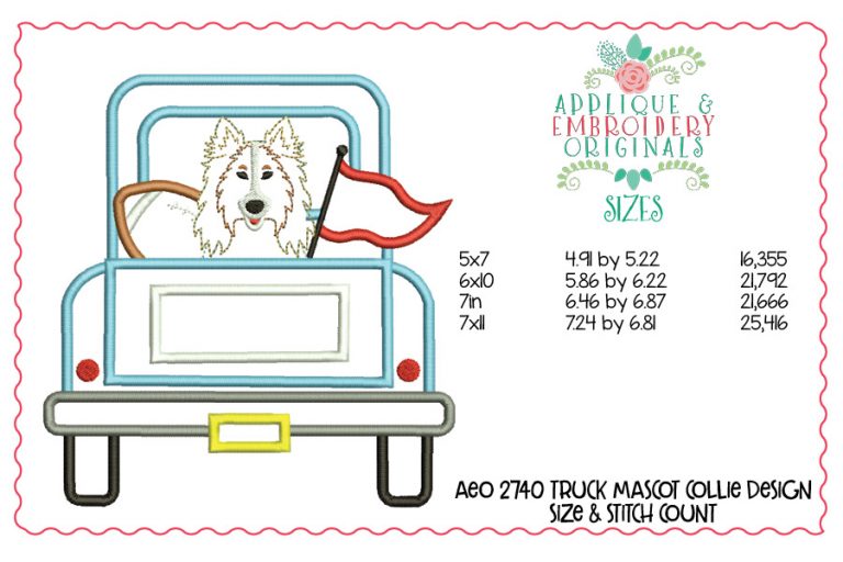 2841 Truck Mascot Collie Applique Design - Image 2