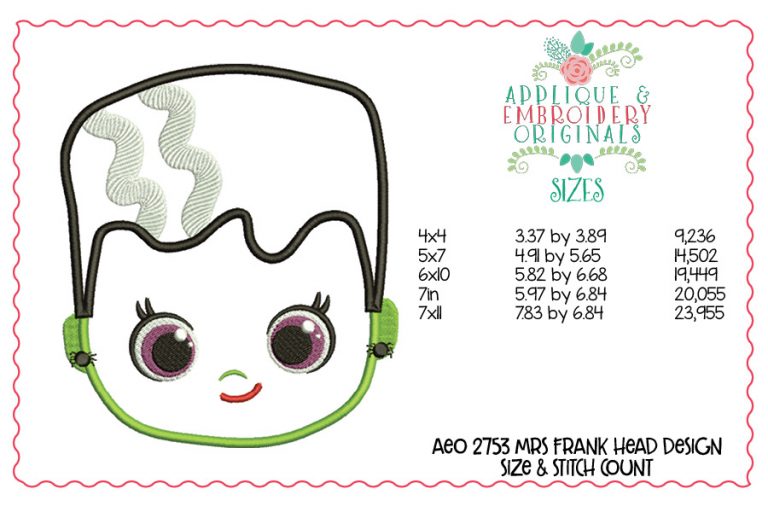 2753 Mrs. Frank Head Applique Design - Image 2