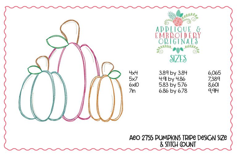 2755 Pumpkins Triple Simple Stitch Applique Design - Image 5