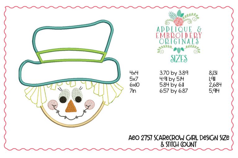 2757 Scarecrow Girl Applique Design - Image 2