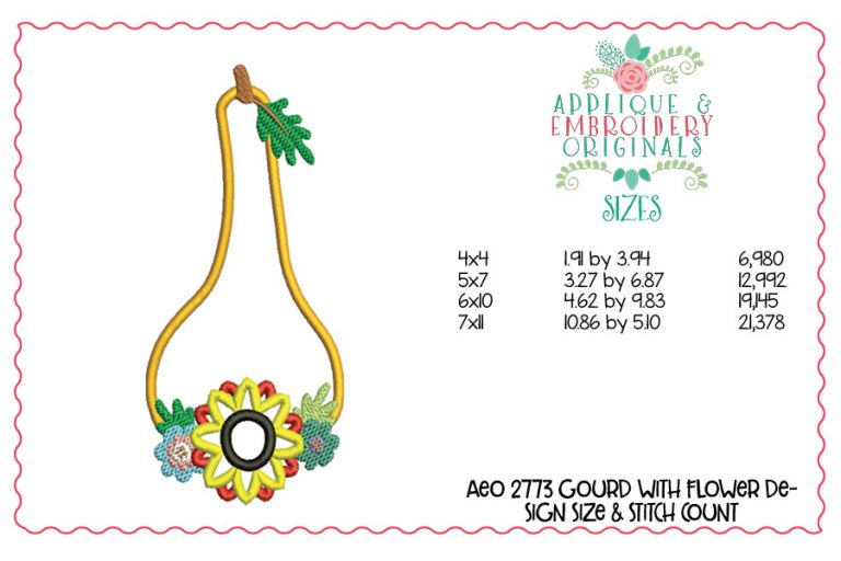 2773 Gourd with Flower Applique Design - Image 2