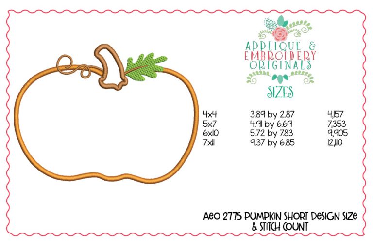 2775 Pumpkin Short Applique Design - Image 2