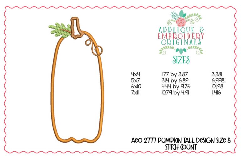 2777 Pumpkin Tall Applique Design - Image 2