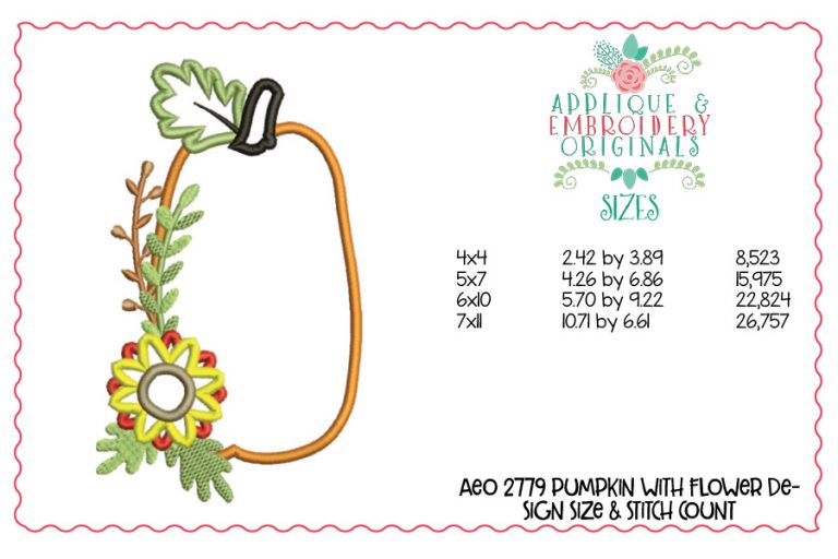 2779 Pumpkin with Flower Applique Design - Image 3