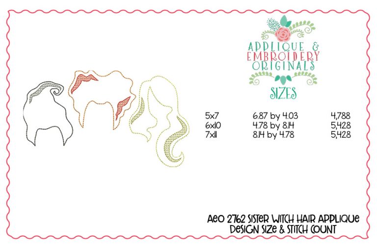 2762 Sister Witch Hair Applique Design - Image 2