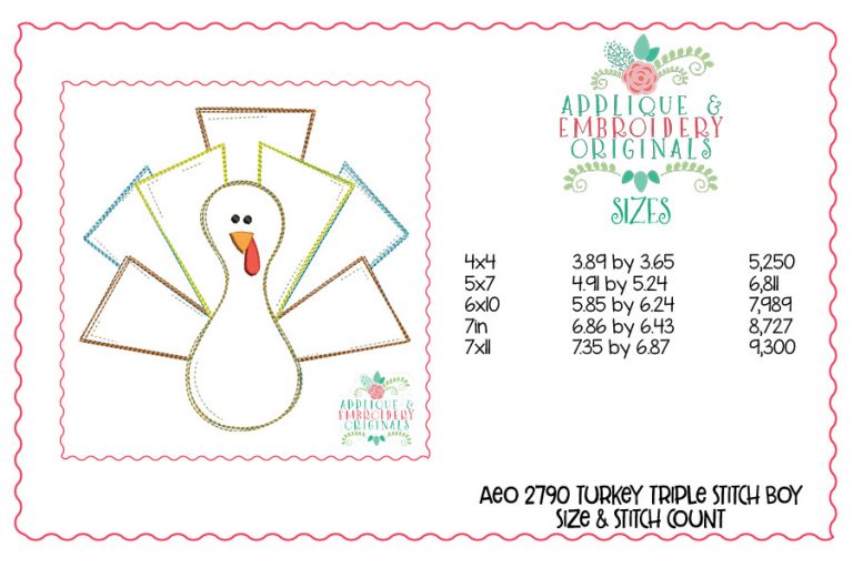 2790 Turkey Boy Triple Simple Stitch Applique Design - Image 2
