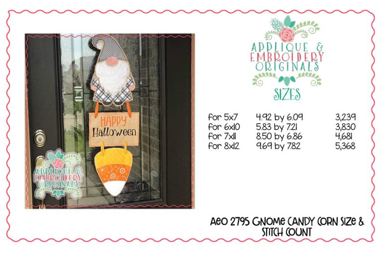 2795 Gnome Candy Corn & Plaque Interchangeable for Gnome In-The-Hoop Design - Image 2