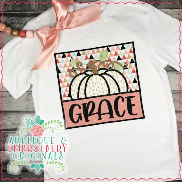 2807 Pumpkin Vines Leaves Square Applique Design - Image 2