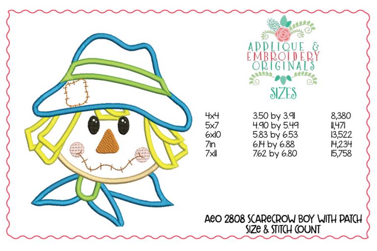 2808 Scarecrow Boy Applique Design - Image 2