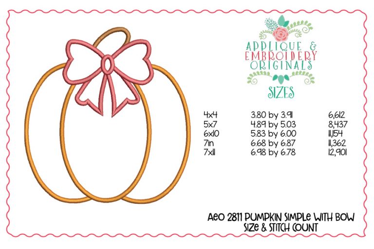 2811 Simple Pumpkin with Bow Applique Design - Image 3