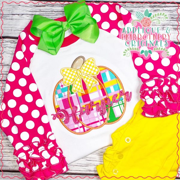 2811 Simple Pumpkin with Bow Applique Design - Image 2
