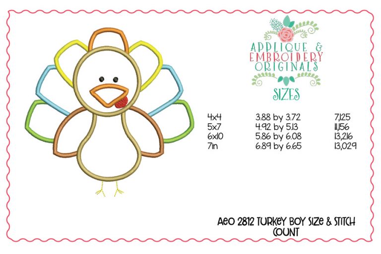 2812 Turkey Boy Applique Design - Image 2
