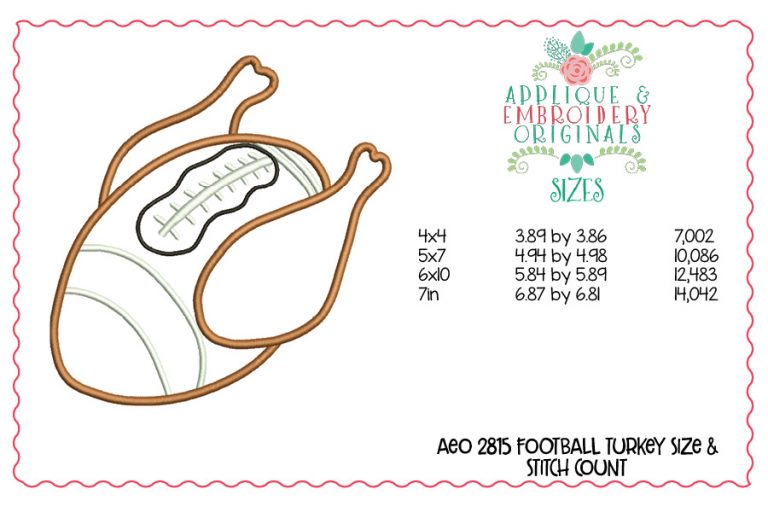 2815 Turkey Football Applique Design - Image 2