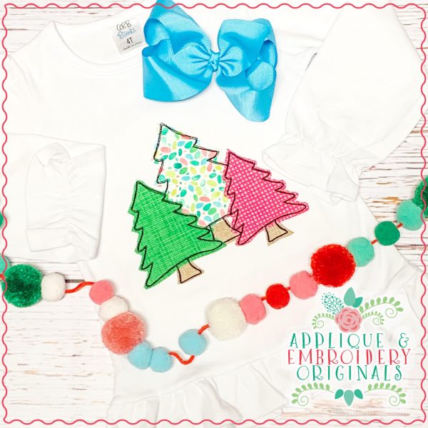 2825 Christmas Tree Trio Triple Stitch Applique Design - Image 2