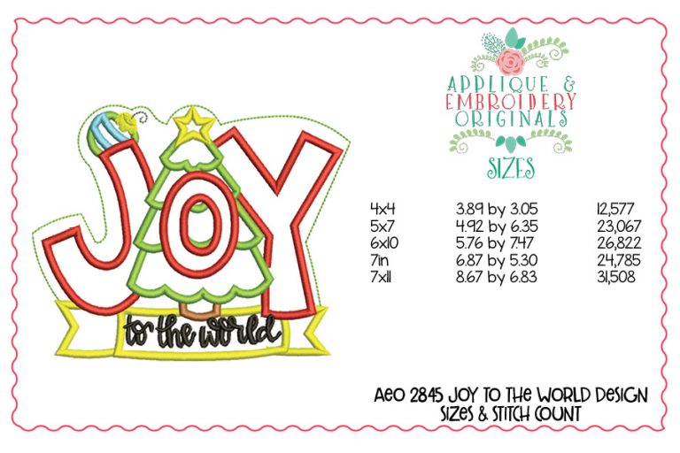 2845 Joy to the World Applique Design - Image 2