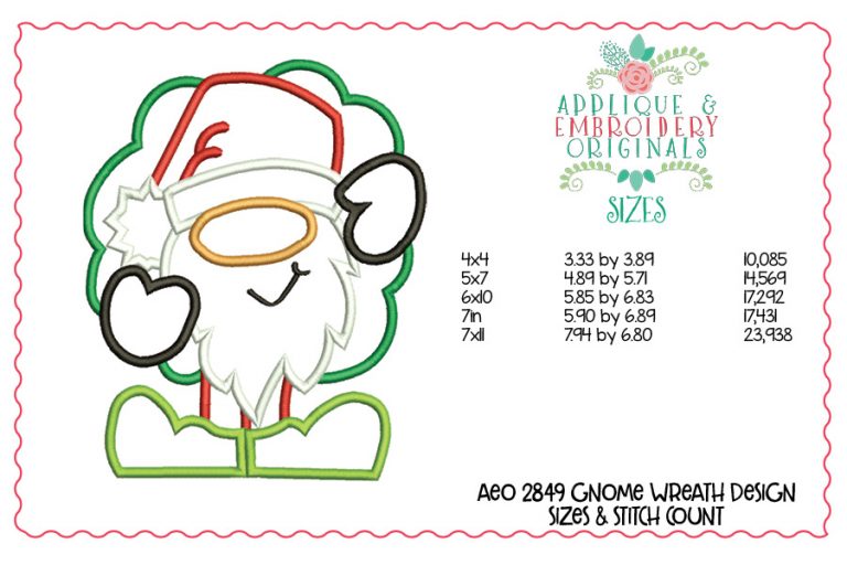 2849 Gnome with Wreath Applique Design - Image 2