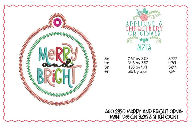 2850 Merry and Bright Ornament In-The-Hoop Designs - Image 2