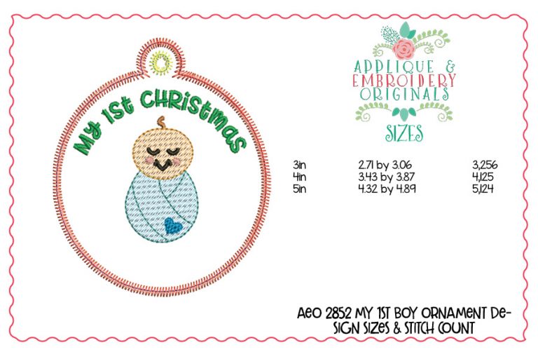 2852 My 1st Christmas Boy Ornament In-The-Hoop Designs - Image 2