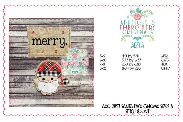 2857 Santa Face Interchangeable for Gnome In-The-Hoop Design - Image 4