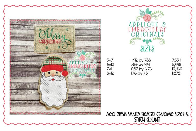 2858 Santa Beard Interchangeable for Gnome In-The-Hoop Design - Image 4