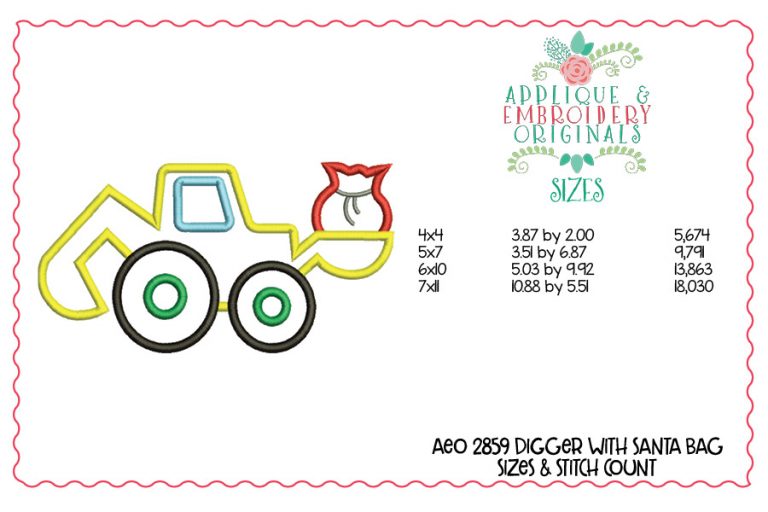 2859 Digger with Santa Bag All-In-One Applique Design - Image 2