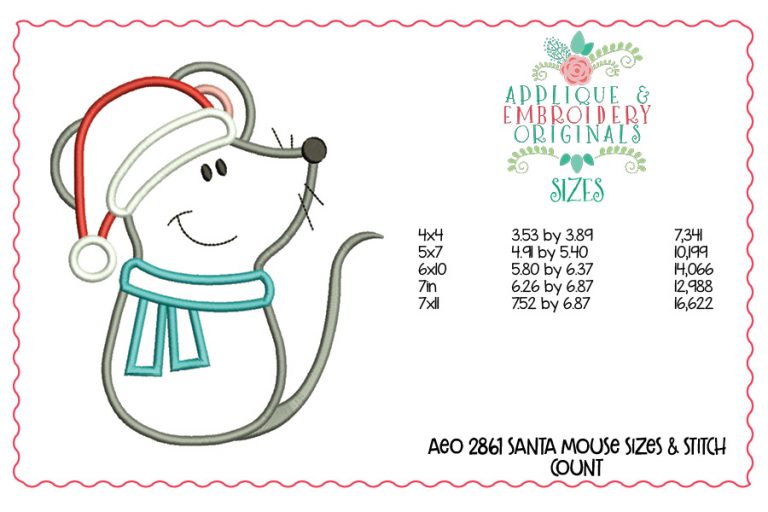 2861 Santa Mouse All-In-One Applique Design - Image 2