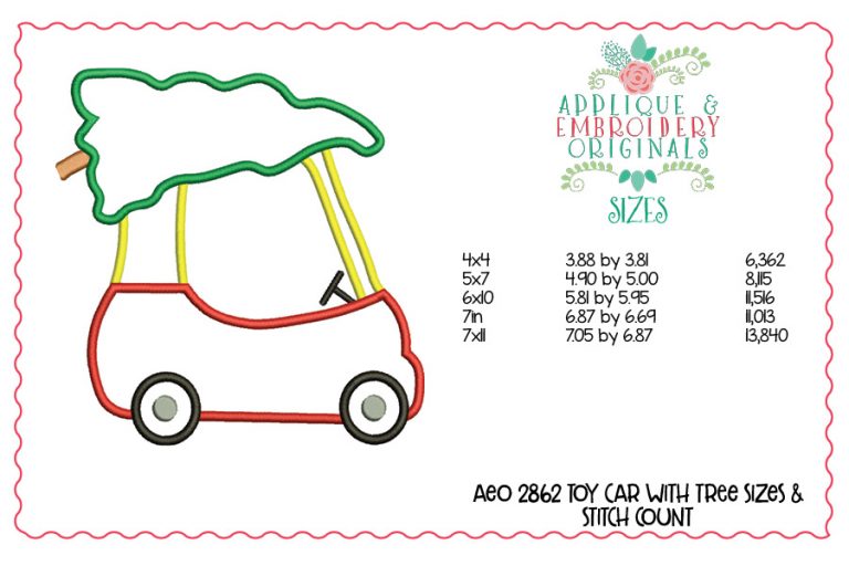 2862 Toy Car with Tree All-In-One Applique Design - Image 3