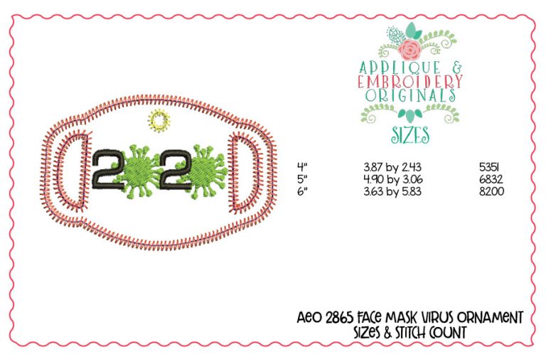 2865 Face Mask Virus Ornament In-The-Hoop Designs - Image 2