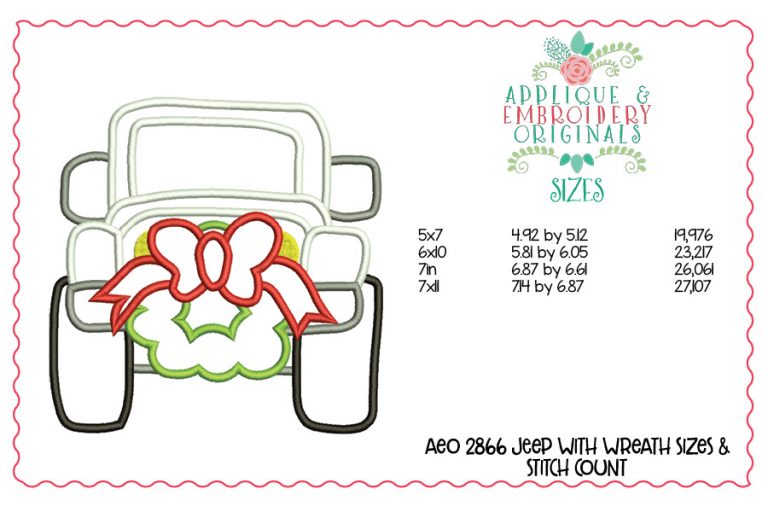 2866 Jeep with Wreath Applique Design - Image 2