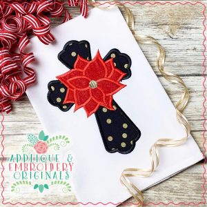 2869 Cross Poinsettia All-In-One Applique Design