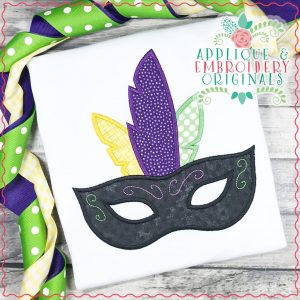 2317 Mardi Gras Mask Feathers All-in-one Applique Design