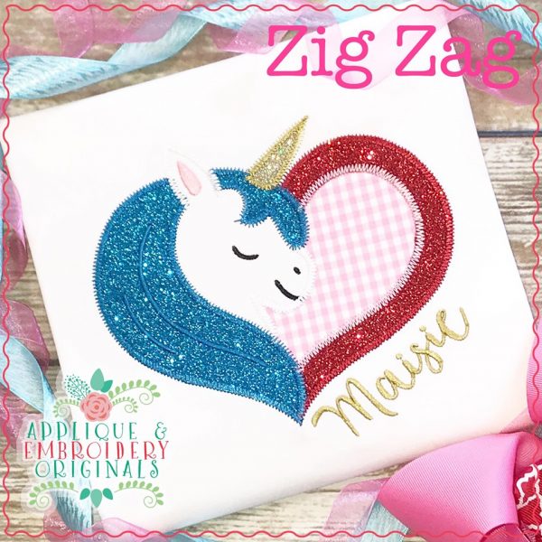 2303 Unicorn Heart All-in-one Applique Design - Image 3