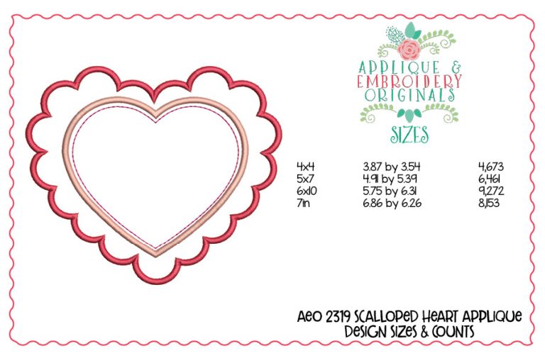 2319 Scalloped Heart Applique Design - Image 2